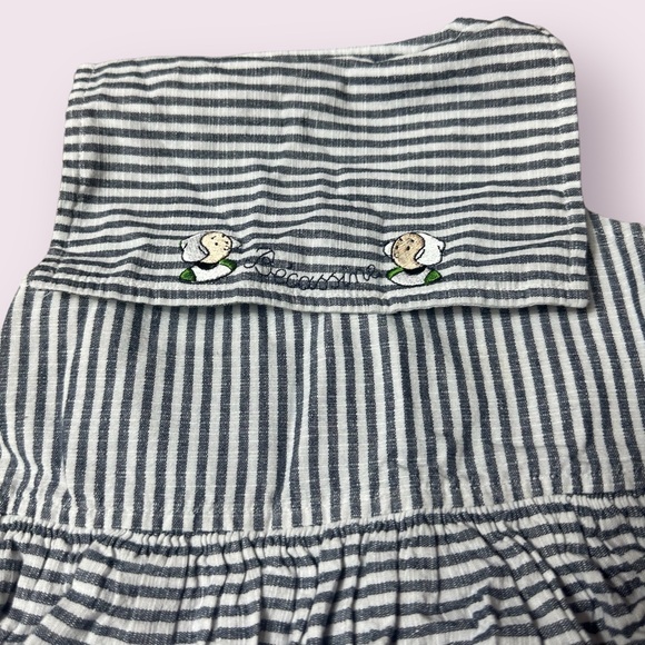 Baby Becassine French Blue And White Stripes Embroidered Dress Size 18 Months - Picture 10 of 11